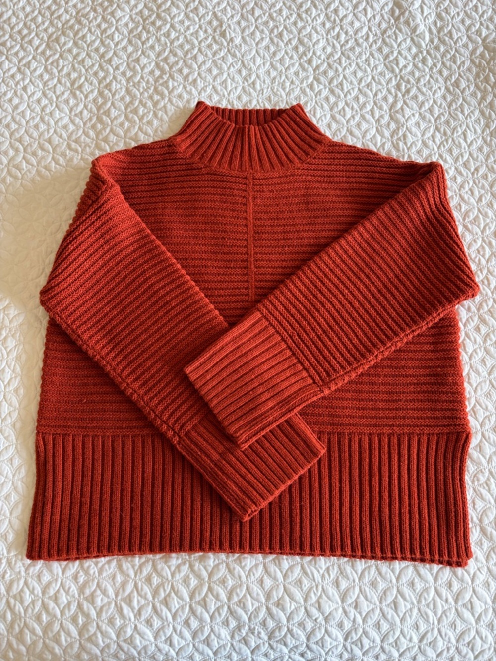 Topshop Womens Ribbed Sweater Pullover Sz 8 Rust Long Sleeves Mock Neck FALL